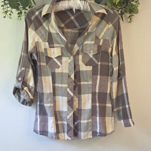 Passport Cotton Shirt with Gray and Cream Accents